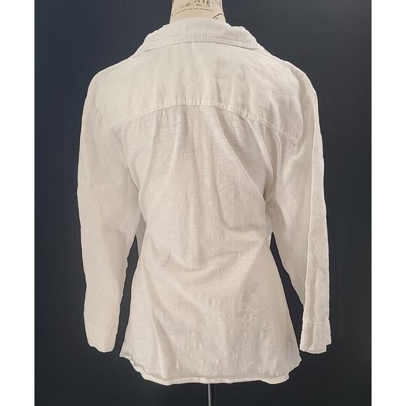 JM collection womens linen/cotton boxy button up white Sz 16 resort wear beachy - Picture 2 of 8